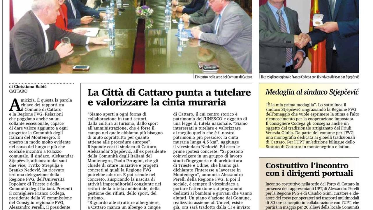 Delegazione Fvg In Visita A Cattaro